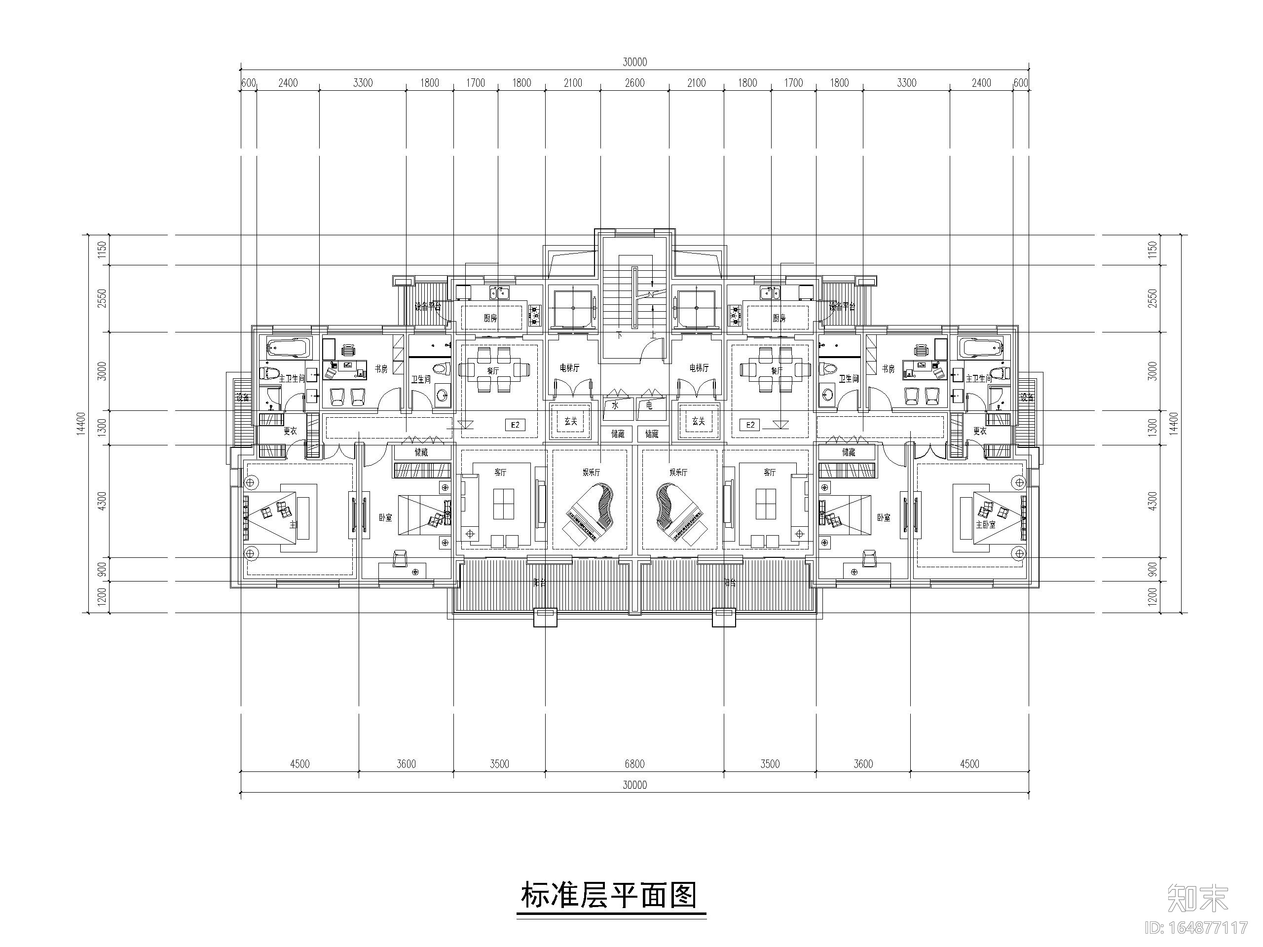 34套小高层住宅三室户户型图设计(8~15层)施工图下载【ID:164877117】