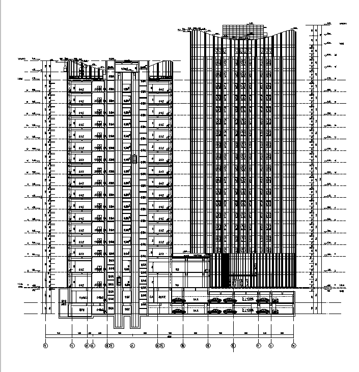 [上海]高层框架剪力墙结构商业办公综合楼建筑施工图cad施工图下载【ID:149954161】