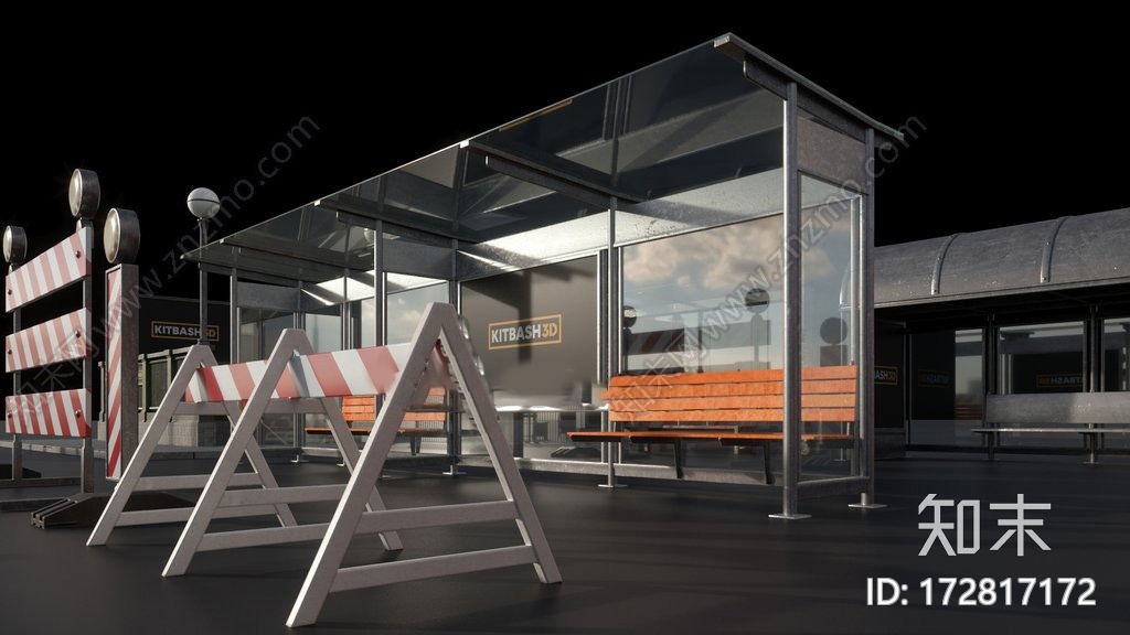 现代交通站台CG模型下载【ID:172802185】