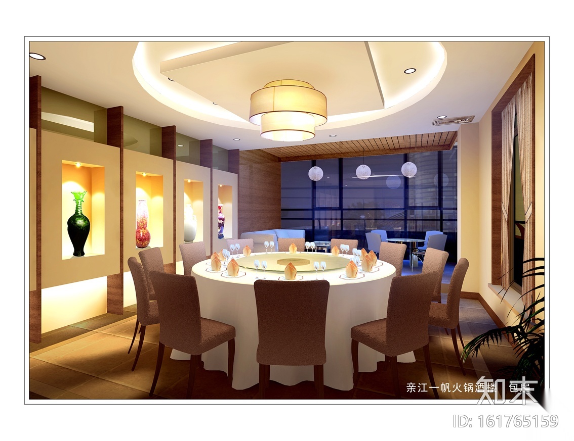 [重庆]某现代双层火锅酒楼施工图设计（附效果图）cad施工图下载【ID:161765159】