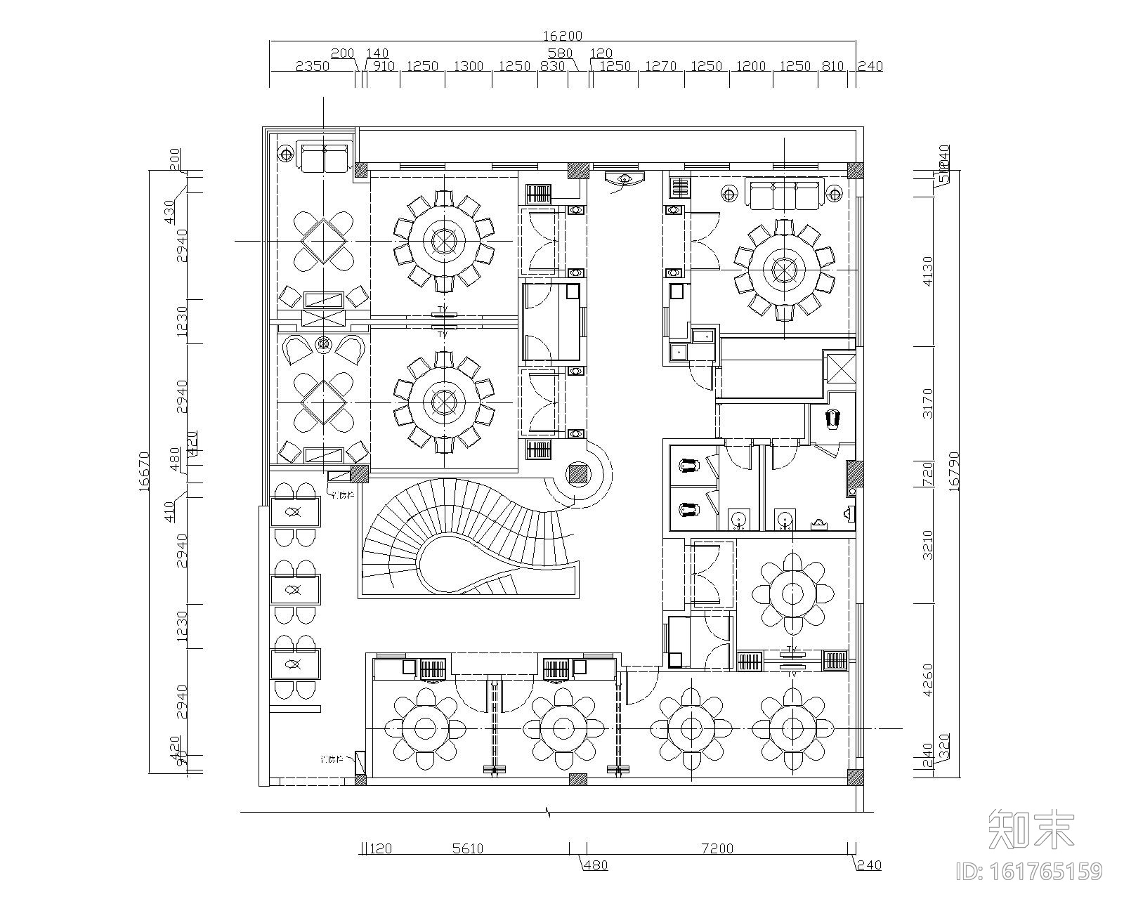 [重庆]某现代双层火锅酒楼施工图设计（附效果图）cad施工图下载【ID:161765159】