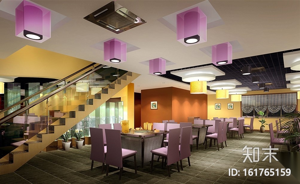 [重庆]某现代双层火锅酒楼施工图设计（附效果图）cad施工图下载【ID:161765159】
