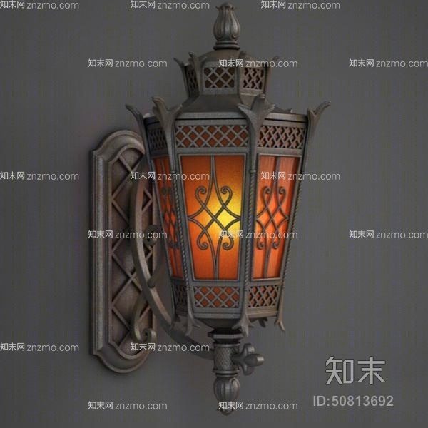 欧式古典灰色金属壁灯3D模型下载【ID:50813692】