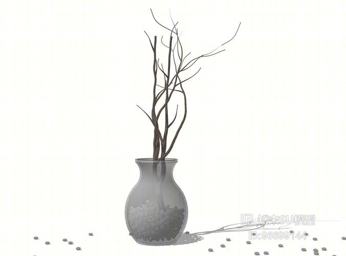 树枝石子组合摆件SU模型下载【ID:96699144】