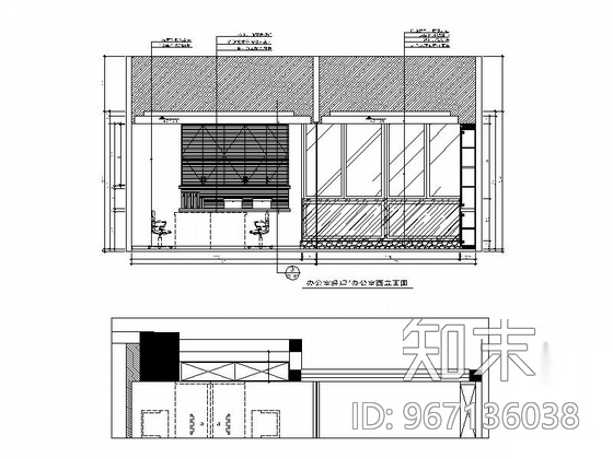 [浙江]现代简约办公室设计装修施工图（含效果图）cad施工图下载【ID:967136038】