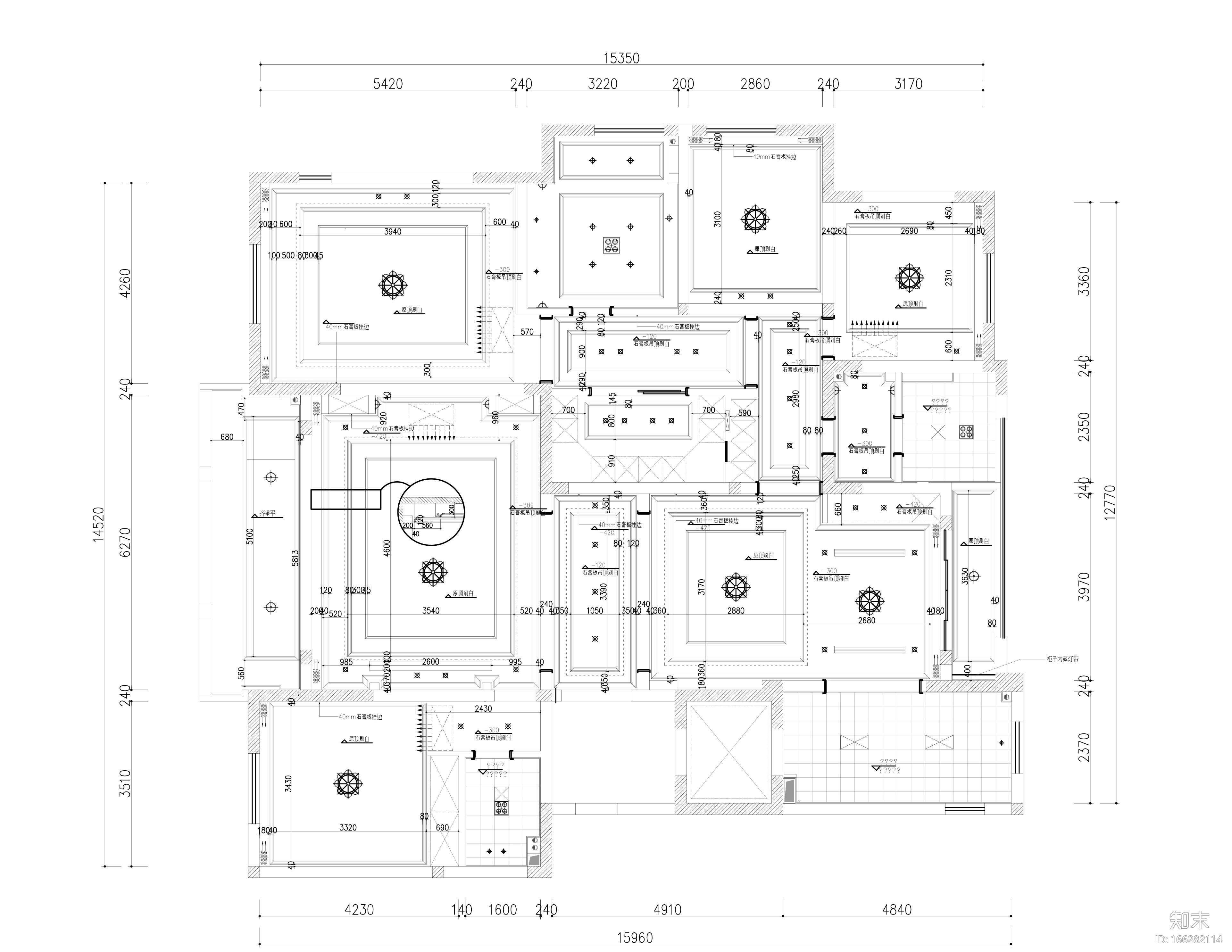 幻城​国宾一号245㎡美式风格样板间施工图cad施工图下载【ID:166282114】