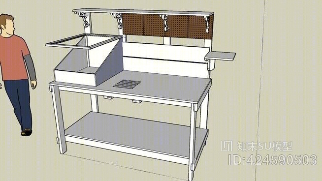 盆栽工作台SU模型下载【ID:424590503】