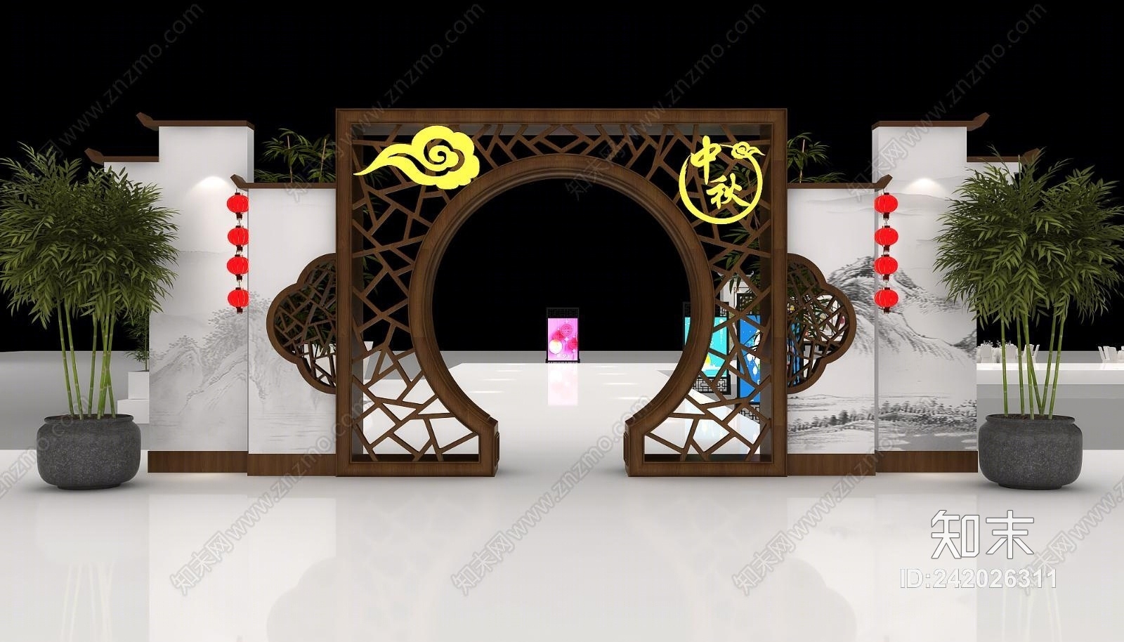 新中式年会舞美舞台3D模型下载【ID:242026311】