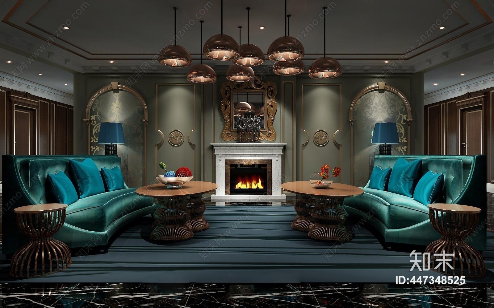 新古典客厅3D模型下载【ID:447348525】