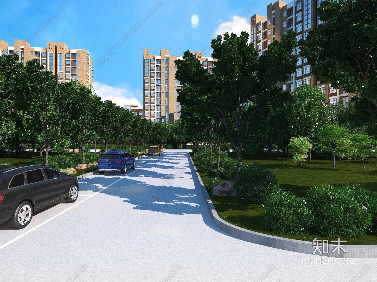 现代户外小区过道3D模型下载【ID:442807272】
