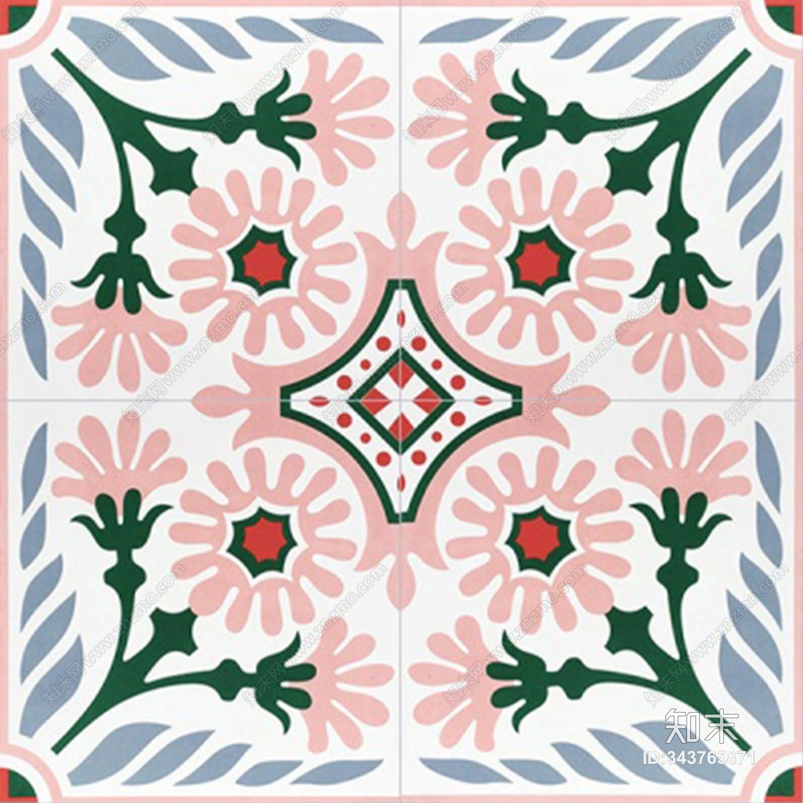 粉红花砖花片网红店贴图下载【ID:343765871】