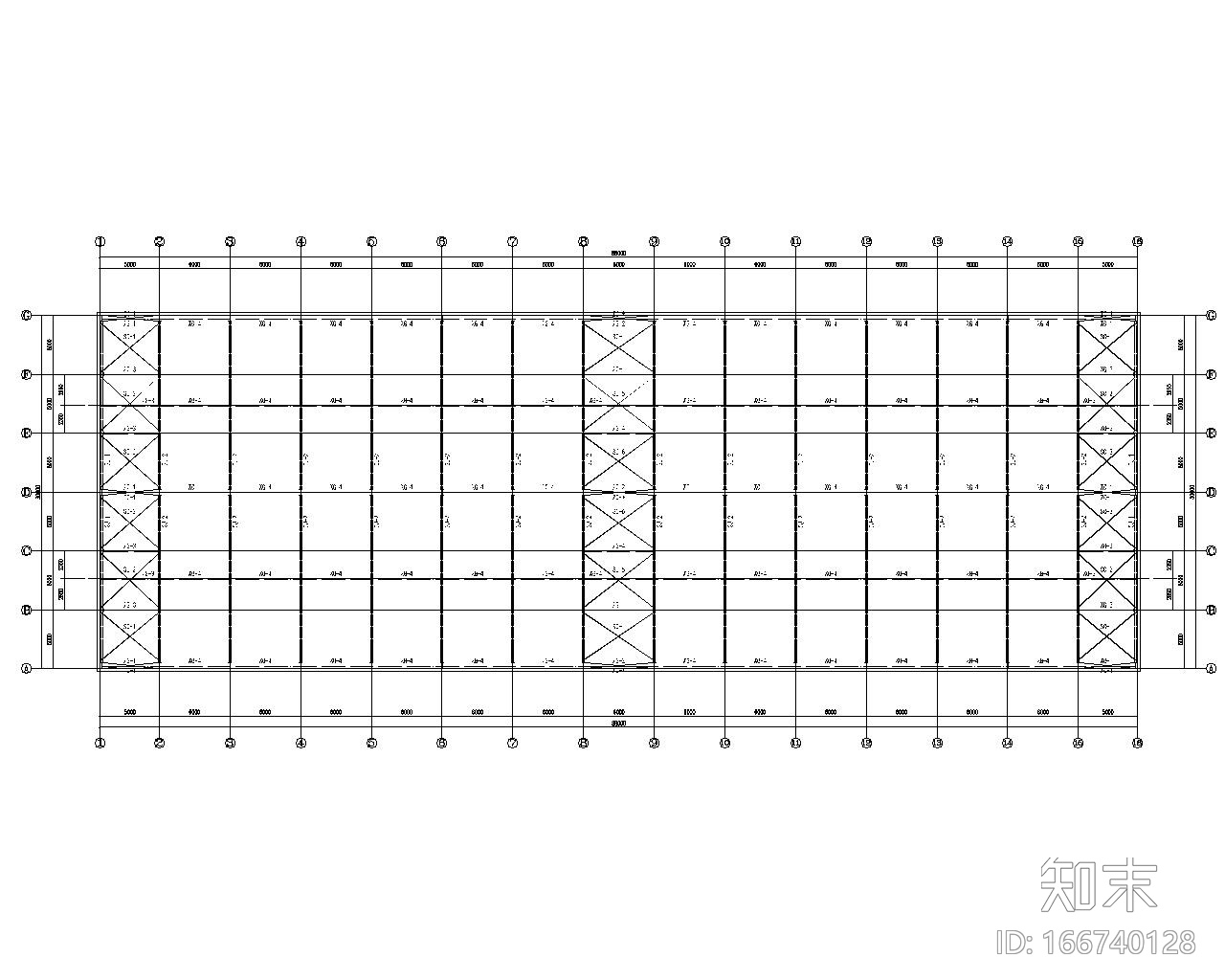 吊车双跨单层钢结构厂房结构施工图（CAD）cad施工图下载【ID:166740128】