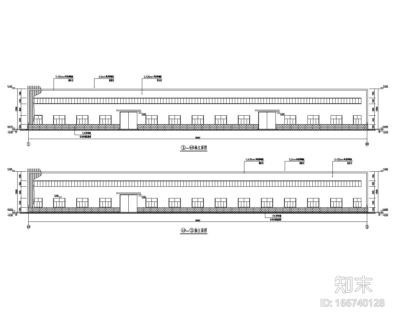 吊车双跨单层钢结构厂房结构施工图（CAD）cad施工图下载【ID:166740128】