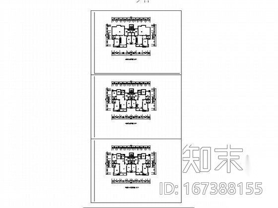 多层、小高层板式住宅户型平面图（电梯直接入户、带入户...施工图下载【ID:167388155】