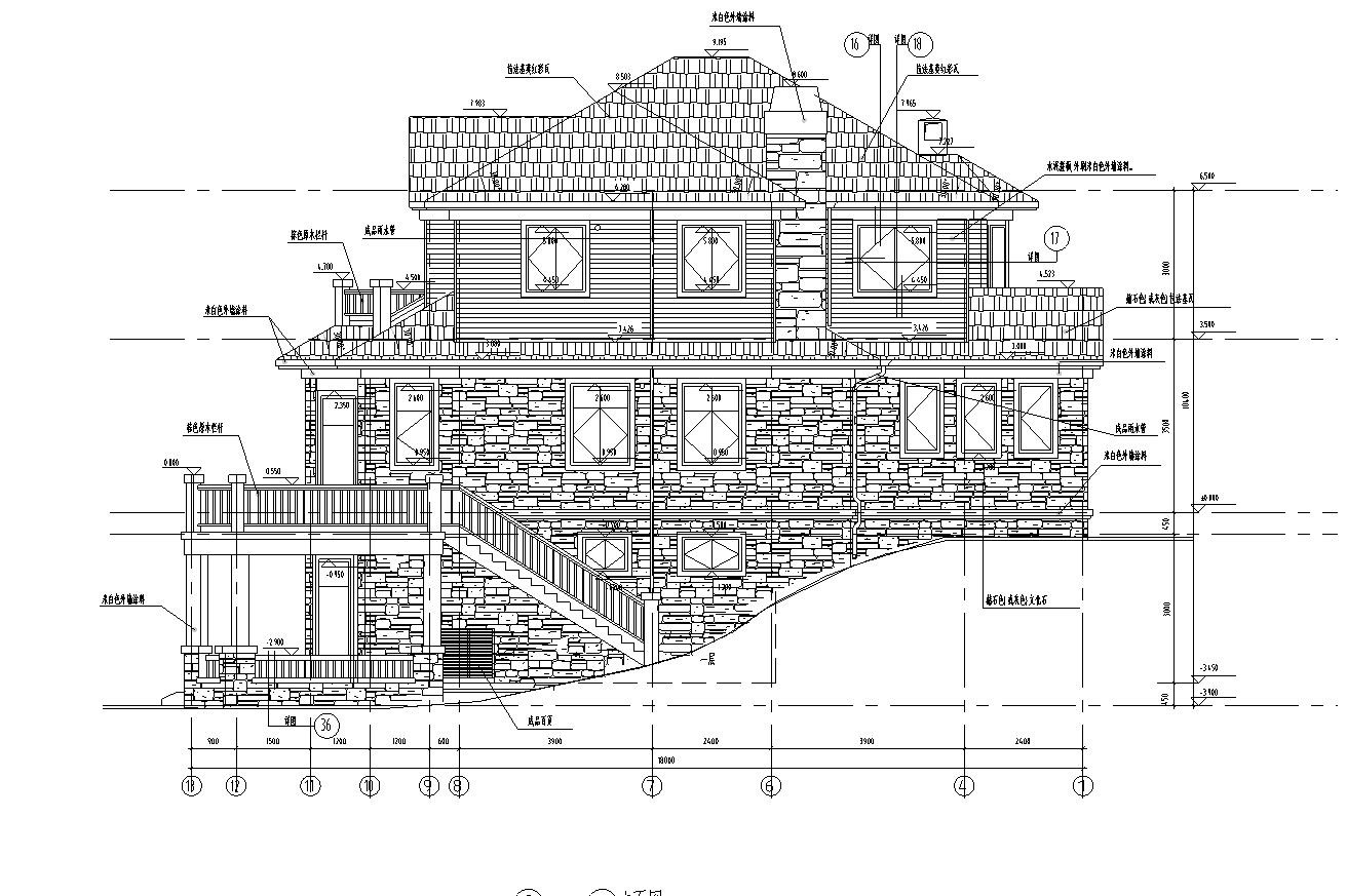 三层独栋别墅建筑施工图设计施工图下载【ID:149891108】