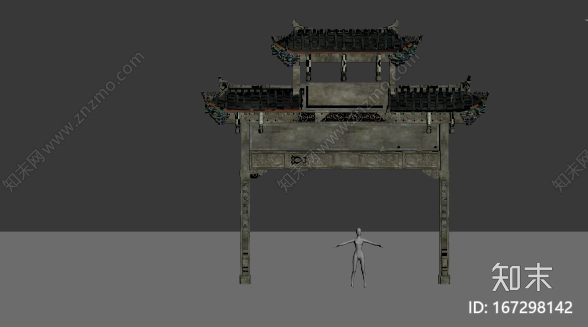牌坊，古建牌坊，东方古建，古建CG模型下载【ID:167298142】