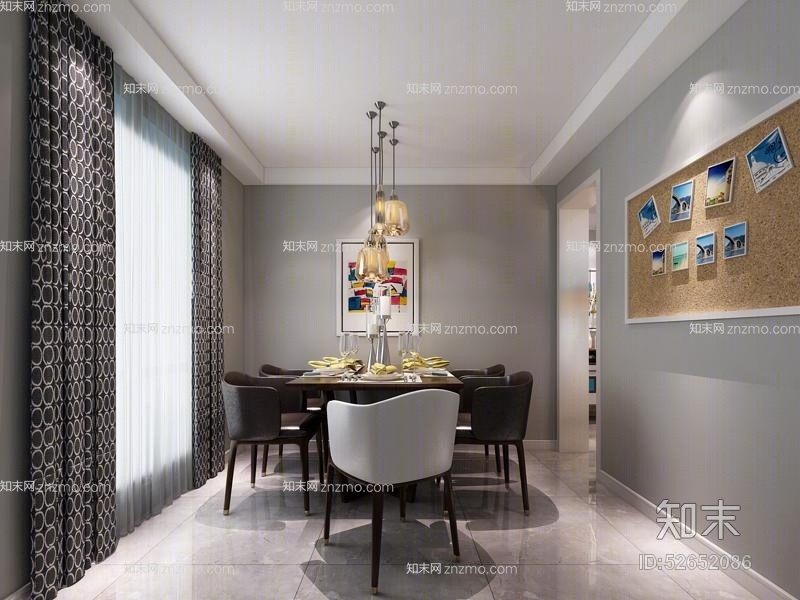 北欧玻璃吊灯3D模型下载【ID:52652086】