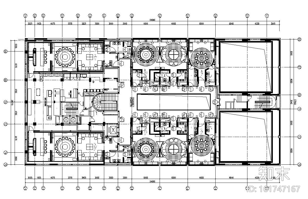 [厦门]大型新中式餐厅装修施工图cad施工图下载【ID:161747167】