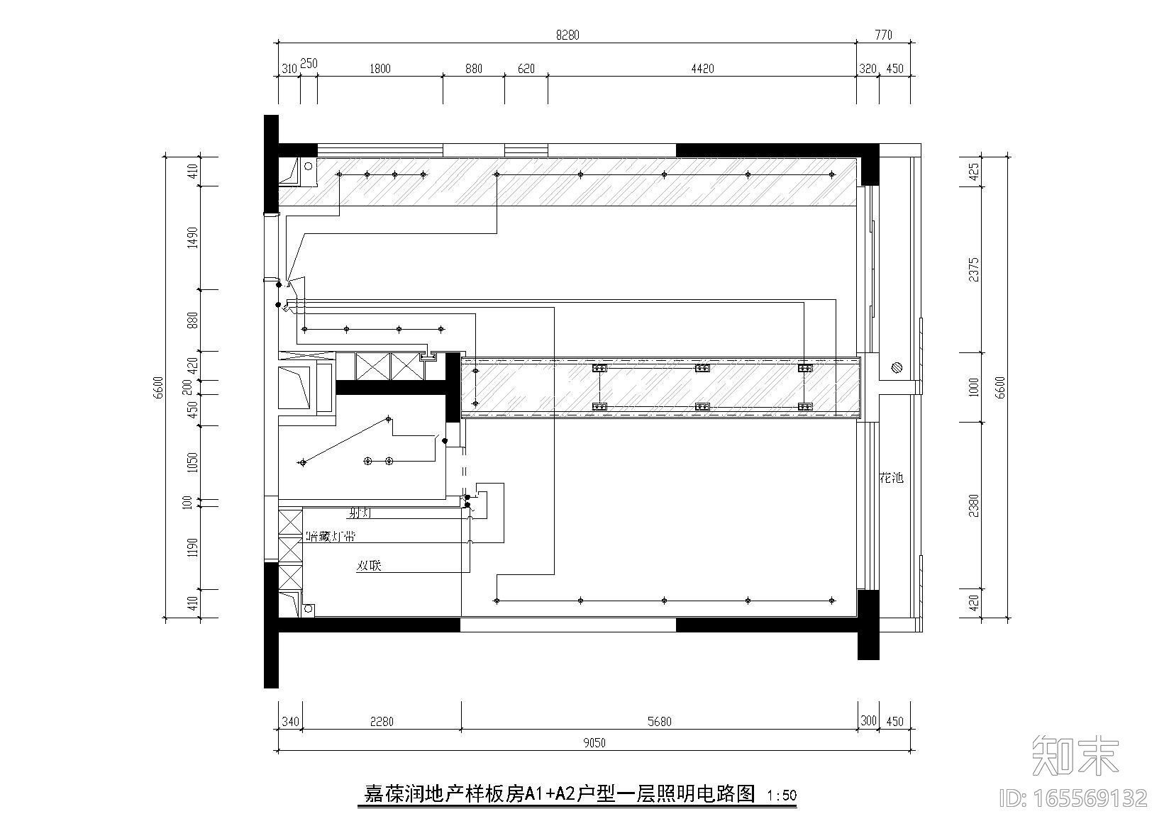 嘉葆润地产A1+A2样板房装饰工程设计施工图cad施工图下载【ID:165569132】