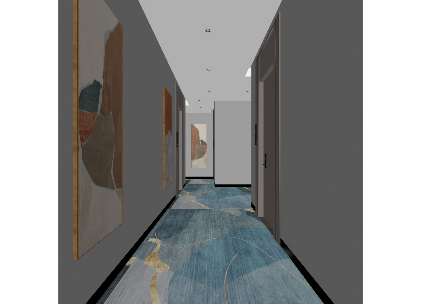 现代酒店走廊3D模型下载【ID:1214839059】