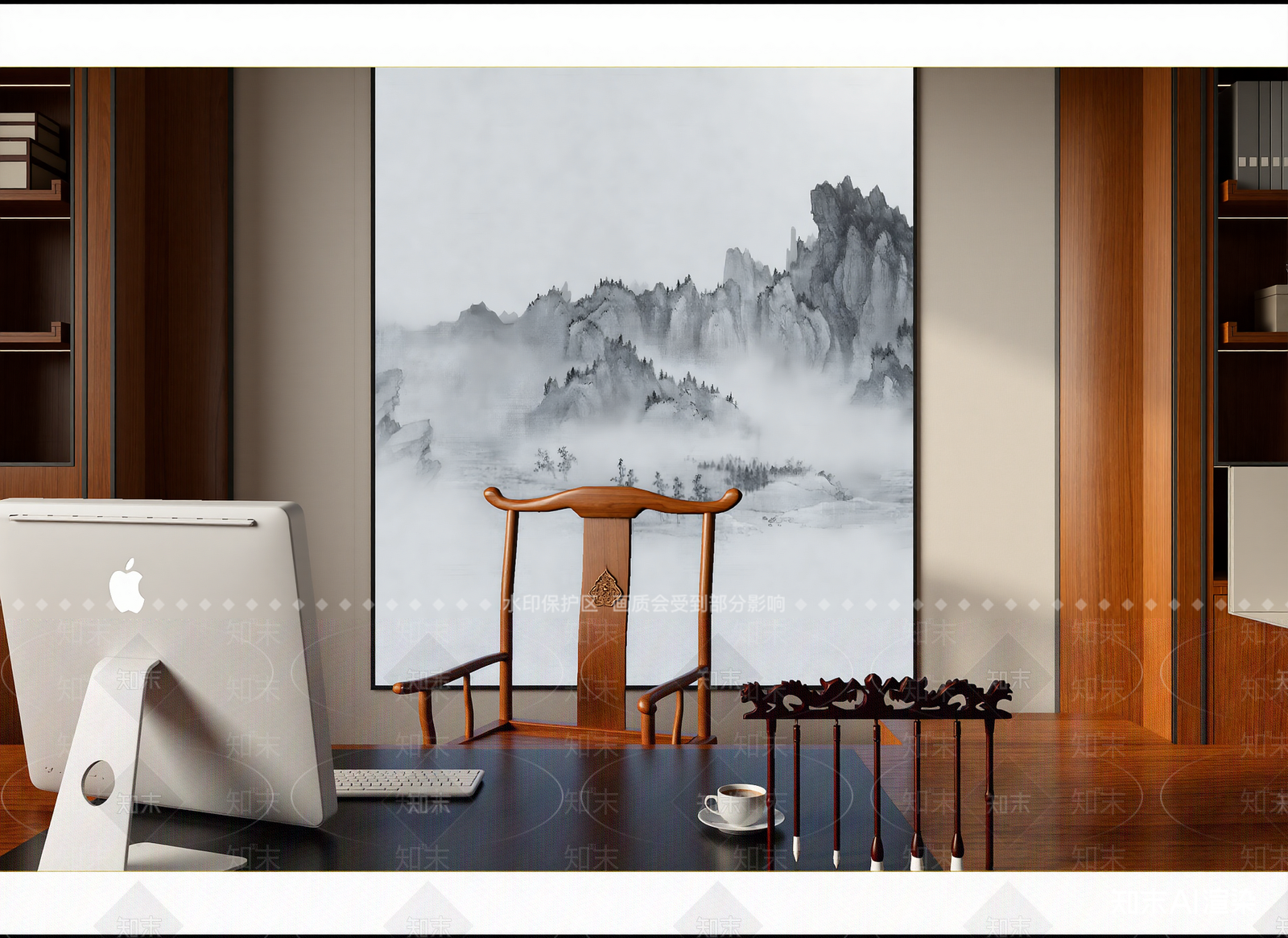 新中式办公室3D模型下载【ID:1214624985】