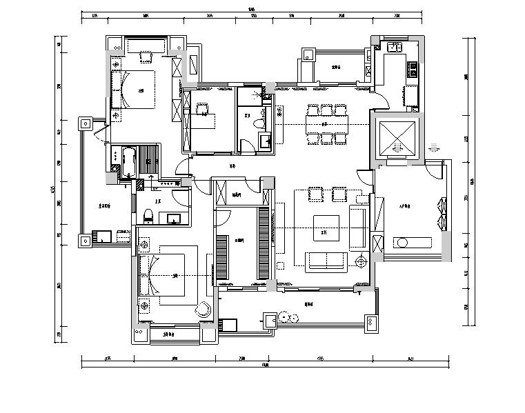 [福建]天利仁和170平住宅公寓设计施工图（附效果图）cad施工图下载【ID:160476133】