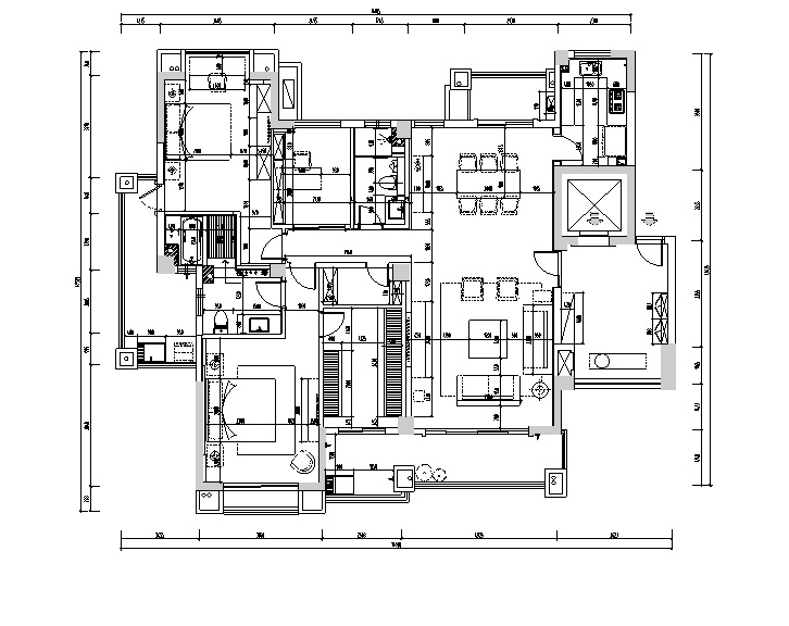 [福建]天利仁和170平住宅公寓设计施工图（附效果图）cad施工图下载【ID:160476133】