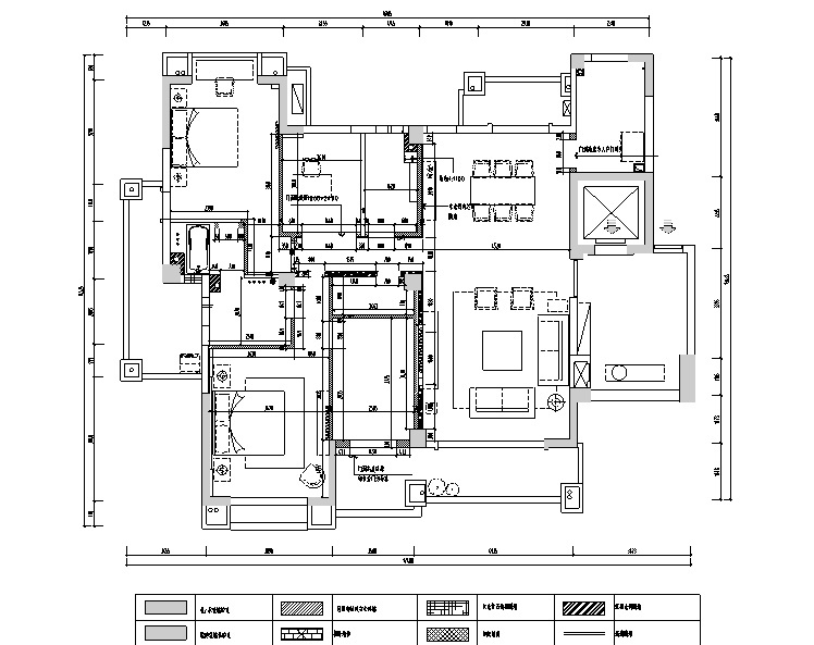 [福建]天利仁和170平住宅公寓设计施工图（附效果图）cad施工图下载【ID:160476133】