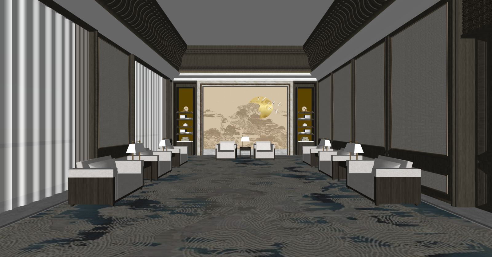 新中式接待室SU模型下载【ID:1215941391】