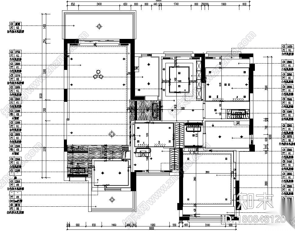 北欧风格四室两厅样板房施工图+效果图cad施工图下载【ID:180848120】