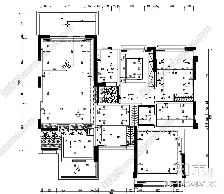 北欧风格四室两厅样板房施工图+效果图cad施工图下载【ID:180848120】