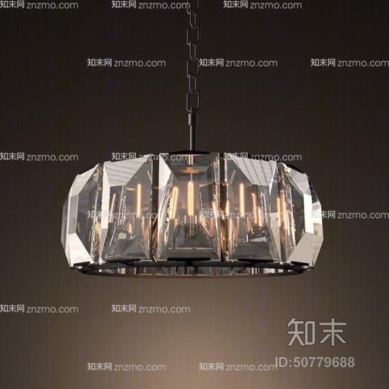 现代黑色玻璃吊灯3D模型下载【ID:50779688】