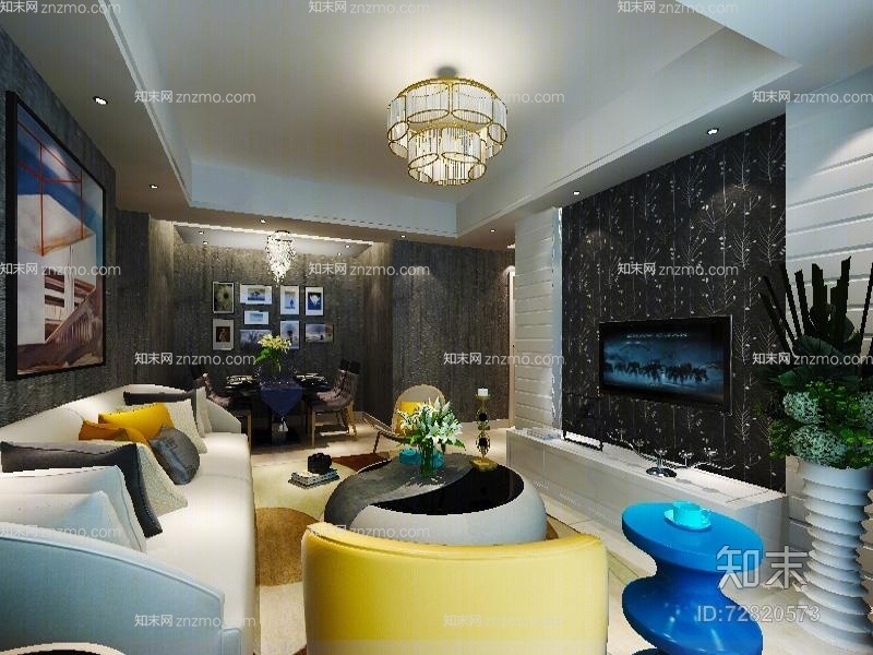 现代家居客厅3D模型下载【ID:72820573】