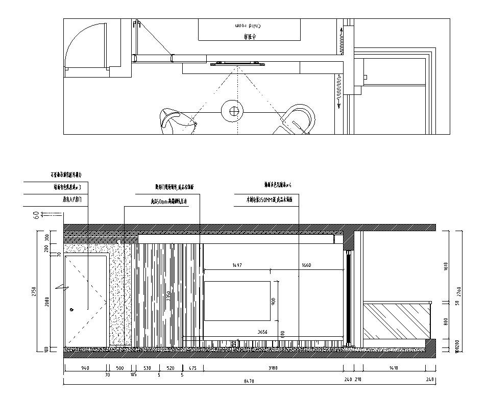 [天津]现代风格二居室紫金府施工图_3D模型cad施工图下载【ID:168052161】