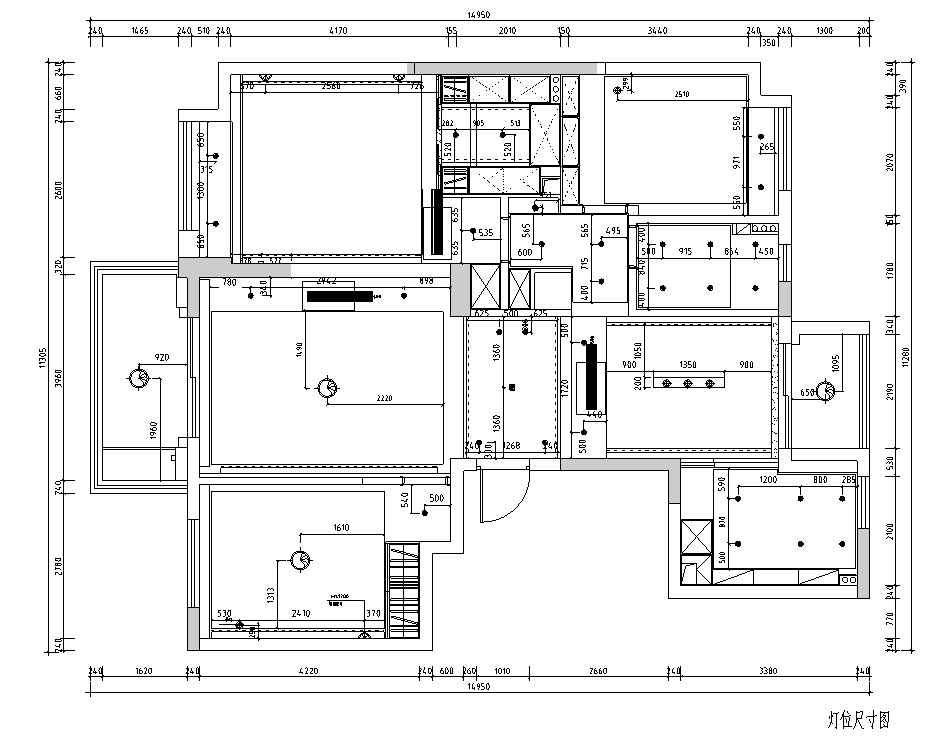 [天津]现代风格二居室紫金府施工图_3D模型cad施工图下载【ID:168052161】