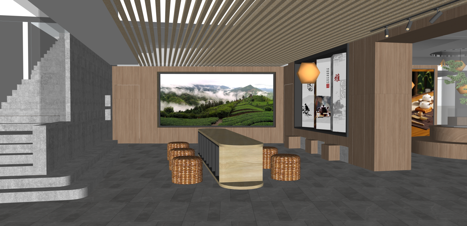 新中式茶叶店SU模型下载【ID:1216032423】