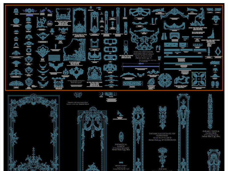 法式雕花施工图下载【ID:149610122】