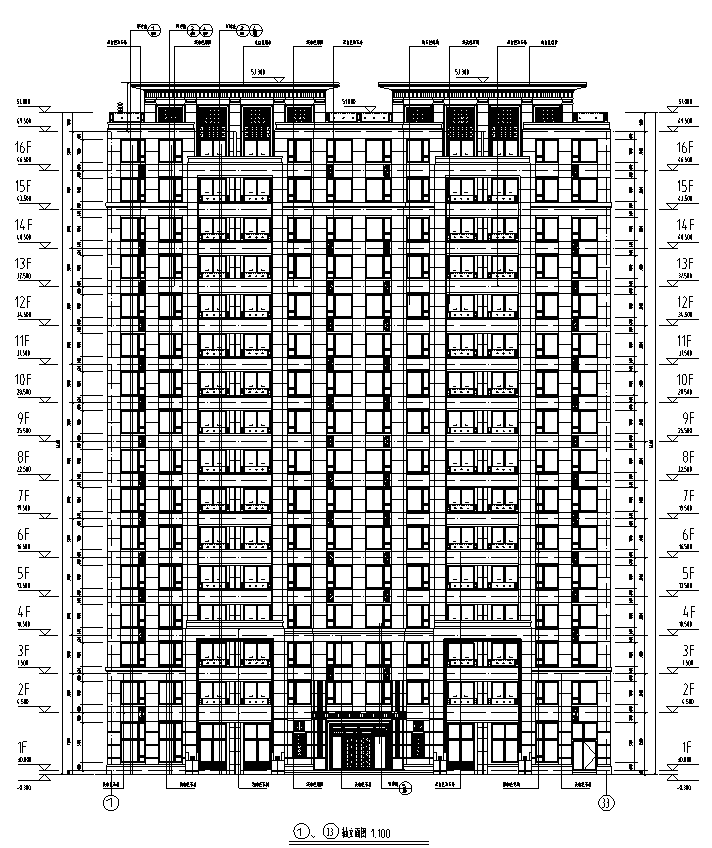 [上海]高层塔式住宅建筑施工图(含SU及结构专业内审资...施工图下载【ID:164873142】