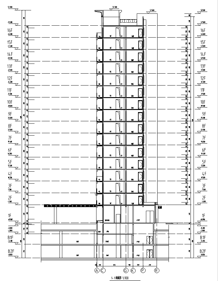 [上海]高层塔式住宅建筑施工图(含SU及结构专业内审资...施工图下载【ID:164873142】