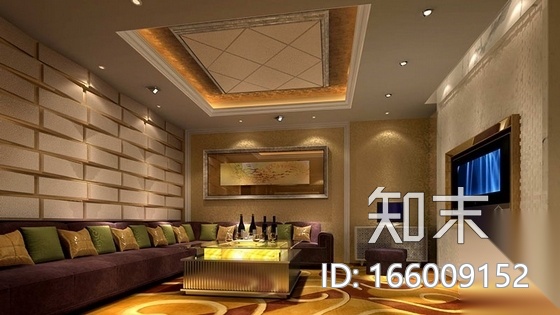 某现代高档商务会所装修图（含效果）cad施工图下载【ID:166009152】