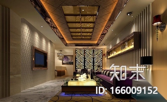 某现代高档商务会所装修图（含效果）cad施工图下载【ID:166009152】