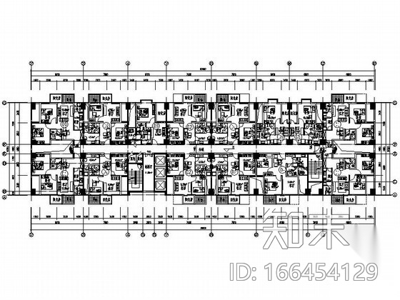 某酒店式公寓户型组合平面图施工图下载【ID:166454129】