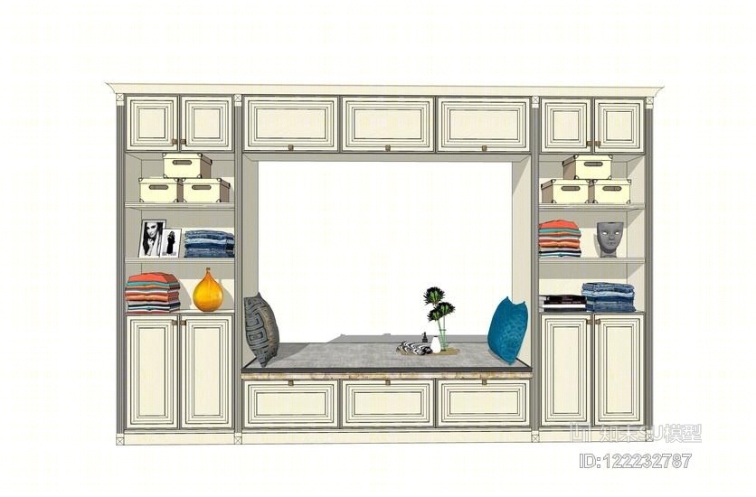 飘窗柜SU模型下载【ID:122232787】