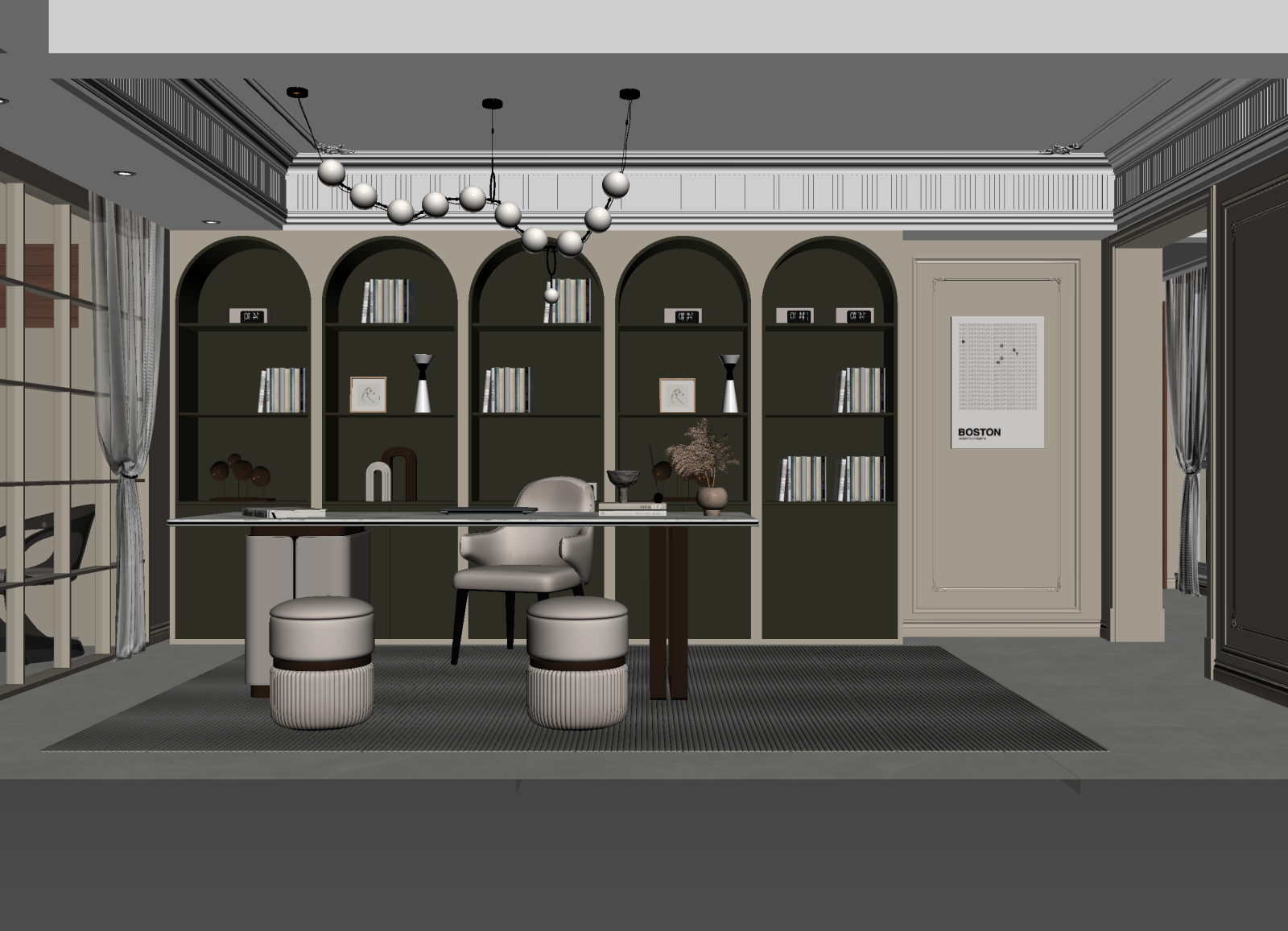 法式书房3D模型下载【ID:1214642141】