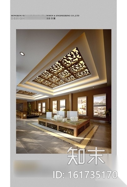 [江苏]某中式风格售楼处室内装修施工图（含方案文本）cad施工图下载【ID:161735170】