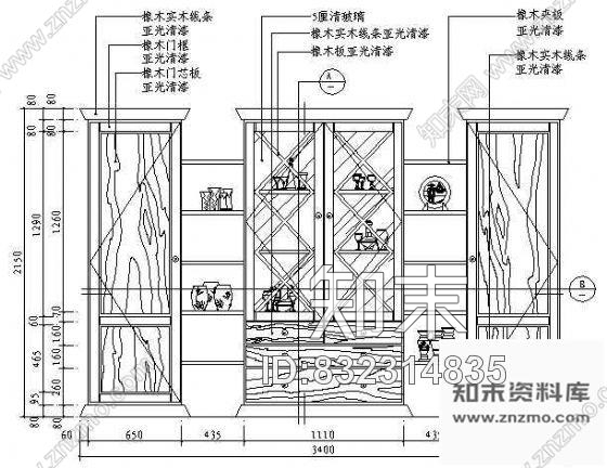 图块/节点装饰柜立面图cad施工图下载【ID:832314835】