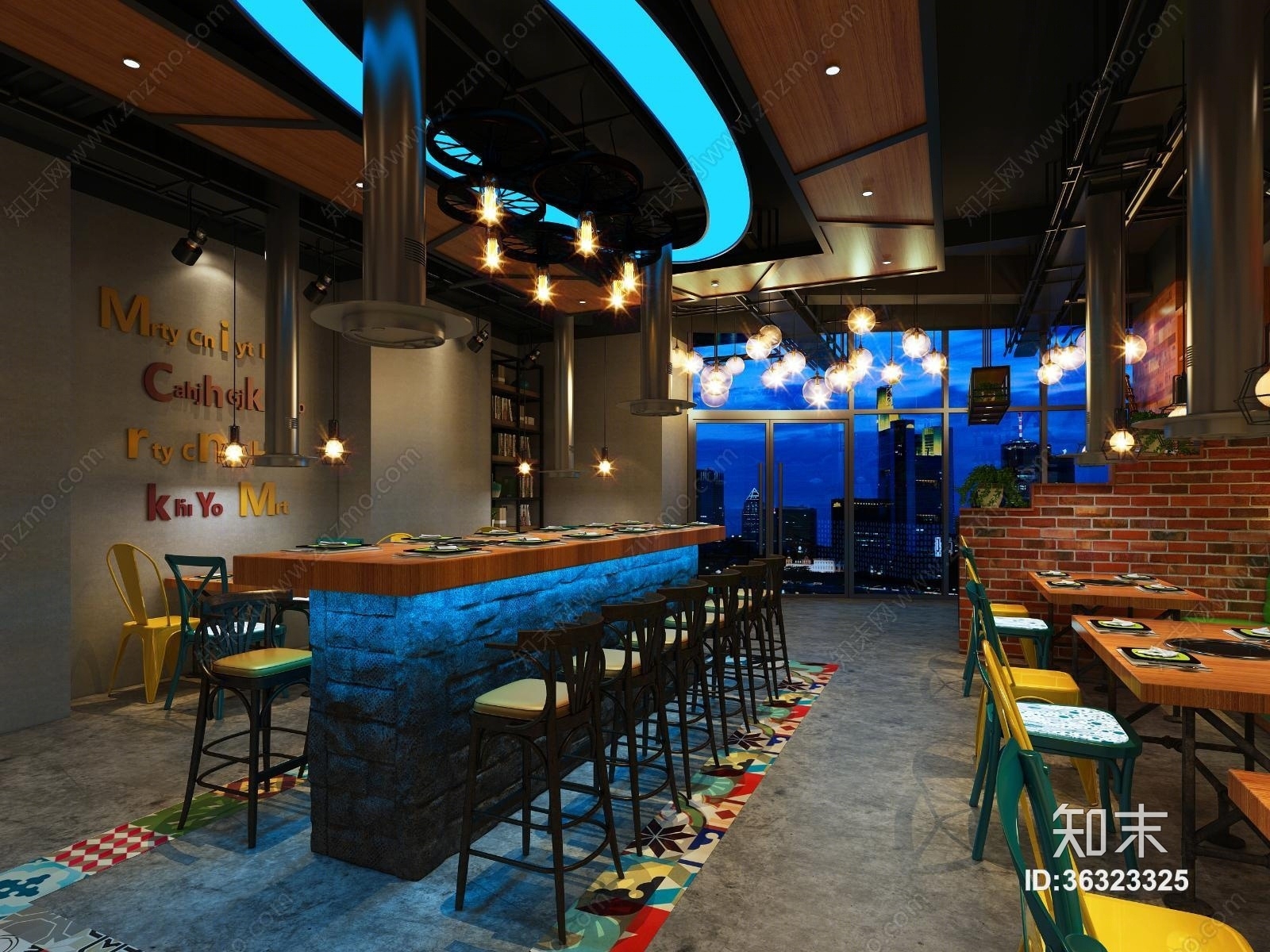 工业风烧烤店3D模型下载【ID:36323325】