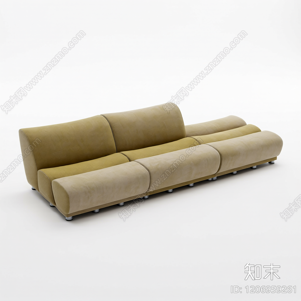 模块化布艺沙发组件3D模型下载【ID:1206959261】
