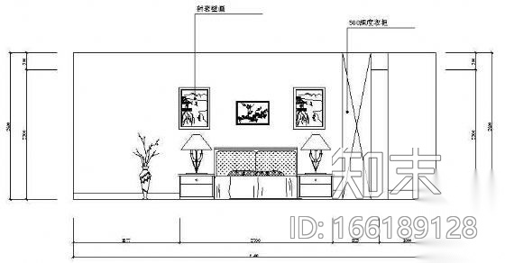 卧室立面图2cad施工图下载【ID:166189128】