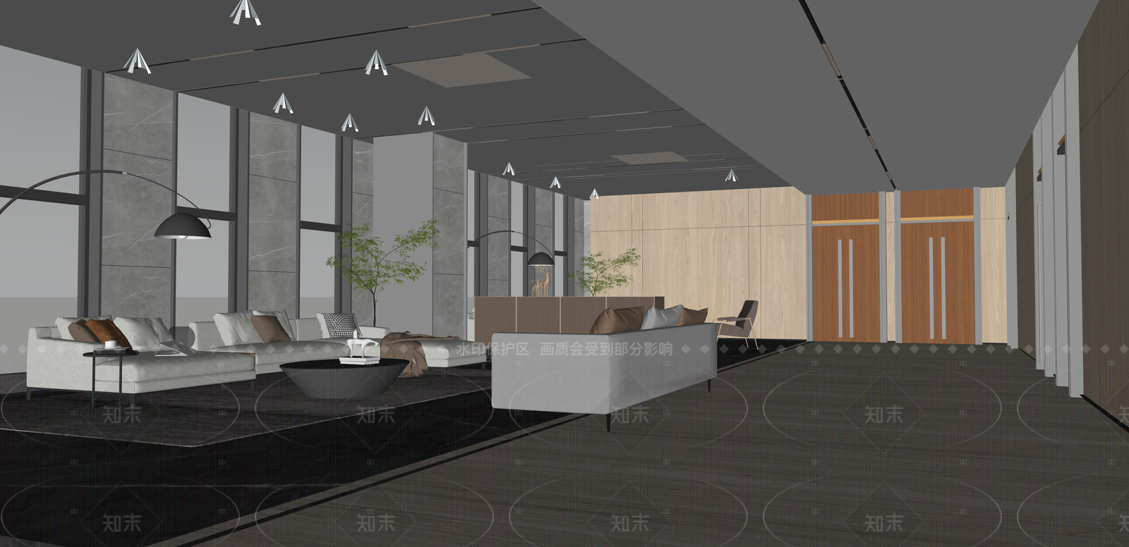 现代办公大堂SU模型下载【ID:1215198906】